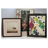 Misc. large Framed Painting And Prints (Biggest 25" x 40") One Has Cracked Glass