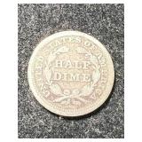 1857 US SEATED LIBERTY HALF DIME