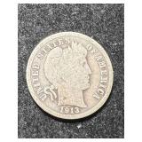 1913 US BARBER DIME