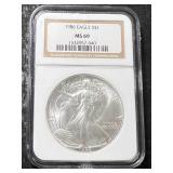 1986 AMERICAN SILVER EAGLE NGC MS69