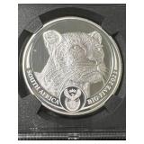 2023 S. AFRICAN LEOPARD 1 TROY OZ .999 FINE SILVER NGC PF70 ULTRA CAMEO