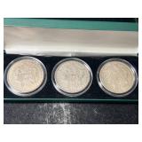 3 US 1921 MORGAN SILVER DOLLARS IN BOX
