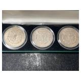 3 US 1921 MORGAN SILVER DOLLARS IN BOX