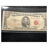 1953A US RED SEAL $5 BILL