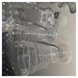 6 Clear Pedestal Glasses + Christmas Tree Candy Dish + 24% Lead Crystal Candle Holder Lot