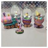 Vintage Easter Bunny Spring Decor Lot Train Egg Domes Figurine White Rabbit Statue