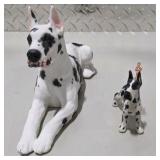 Great Dane Figurine Lot -  Harlequin Great Dane Living Stone 1987 Adult Figure + Mini Blue Witch Dog Figure