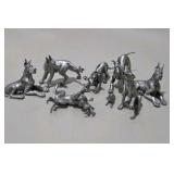 8 Piece Metal Pewter Dog Figurine Lot - Multiple Great Dane Sculptures Variety of Sizes
