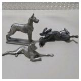 Signed L.M. Peterson Dog Sculpture Lot 3 Pc Numbered Art Figures Great Dane