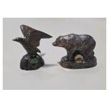 2 Pc Vintage Style National Park Souvenir Figurines - Bear Yellowstone, Eagle Glacier
