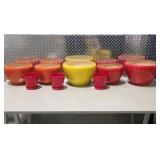 8 Ceramic Flower Pots - Assorted Red, Orange & Yellow Planters
