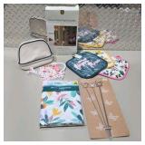 Mixed Home Decor Lot - Taper Candles, Tablecloth, Potholders and More