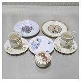 Mixed Floral China Lot - Cups, Saucers, Plates and Small Covered Dish