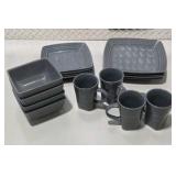 Gray Dishware Lot - Plates, Bowls and Mugs