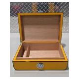 Yellow Cigar Humidor Box with Hygrometer