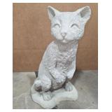 Concrete Sitting Cat Garden Statue Gray Cast Stone Outdoor Yard Porch Decor