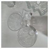 6 Clear Pedestal Glasses + Christmas Tree Candy Dish + 24% Lead Crystal Candle Holder Lot