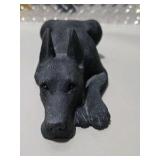 5 Piece Great Dane Lot -  Large Black Sandicast Great Dane, 3 Handmade Great Dane Figures, Standing Black Dog Figurine