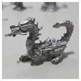 6 Pc Silver Tone Fantasy Miniature Lot Dragon Wizards Mage Sorcerer Tower