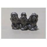 Silver Tone Mini Figurines 5 Pc Owl Bear Monkeys cow  Animal Lot