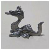 6 Pc Silver Tone Mini Animal Figurine Lot Dragon, Bear, Dog, Donkey, Buffalo, Koala