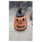 Lot of 2  Cement Cast Outdoor Fall Decor - Halloween Jack O Lanterns