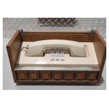 Vintage Telephone in Woodgrain Storage Case