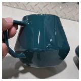 Set of 2 Blue Geometric Coffee Mugs