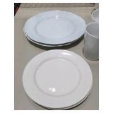 Mixed White and Gray Dishware Lot - Plates, Bowls, Mugs and Serving Bowl