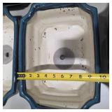 6pc Ceramic Bonsai Planter Lot Blue Glazed Rectangular Pots Drainage Indoor Outdoor