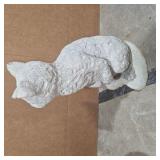 Concrete Sitting Cat Garden Statue Gray Cast Stone Outdoor Yard Porch Decor