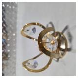 Vintage Gold Tone Swan Decor Lot Crystal Accent Candle Holders Basket Centerpiece