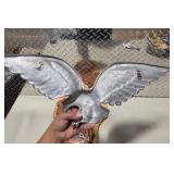 Wood Wall Clock & Metal Eagle Wall Décor Lot GWRA Emblem Quartz Movement Rustic Lodge