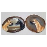 Lot of 4 Pieces Great Dane Dog Art Lot Hand Painted Agate Slabs and Hand Painted Wood Plaques AMCDC Award
