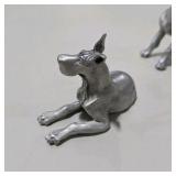 8 Piece Metal Pewter Dog Figurine Lot - Multiple Great Dane Sculptures Variety of Sizes