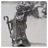 Fantasy Mini Figure Lot Winged Dragon Wizard Mage Sorcerer 6 Pc Silver Tone