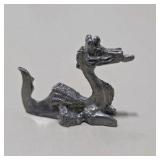 6 Pc Silver Tone Mini Animal Figurine Lot Dragon, Bear, Dog, Donkey, Buffalo, Koala