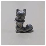 7 Pc Silver Tone Animal Figurine Lot Dogs Cats Pig Mini Metal Collectibles Set
