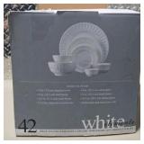 42 Piece White Elements Paloma Embossed Ceramic Dinnerware Set