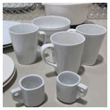 Mixed White and Gray Dishware Lot - Plates, Bowls, Mugs and Serving Bowl