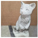 Concrete Sitting Cat Garden Statue Gray Cast Stone Outdoor Yard Porch Decor