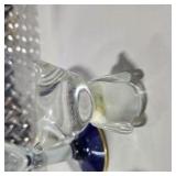 Art Glass & Crystal Decor Lot 2 Cobalt Blue Rim Martini Glasses, glass Owl and More