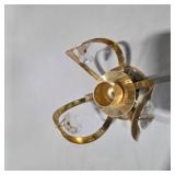 Vintage Gold Tone Swan Decor Lot Crystal Accent Candle Holders Basket Centerpiece