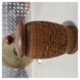 Decor Lot - Howard Miller Weather Station, Nautical Wood Clock, Globe Bookends, Carved Wood Jar