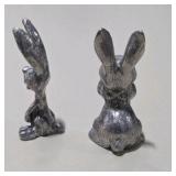 7 Pc Silver Tone Mini Animal Figurine Lot Ducks Ducklings Rabbits Bunny Turtle