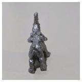 6 Pc Silver Tone Mini Animal Figurine Lot Squirrel, Turtle, Dog, Elephant, Bear, Mouse