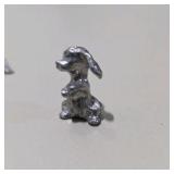 7 Pc Silver Tone Animal Figurine Lot Dogs Cats Pig Mini Metal Collectibles Set