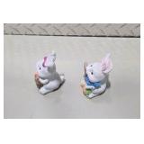 Easter Bunny Decor Lot - Plush Bunny Bag and 2 Figurines