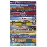 Kids Movie Lot - DVDs and 2 VHS Tapes - Shrek, Frozen, Annie, Scooby-Doo and More