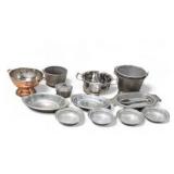 Mixed Metal Kitchenware Lot - Colander, Pots, Buckets and Serving Pieces